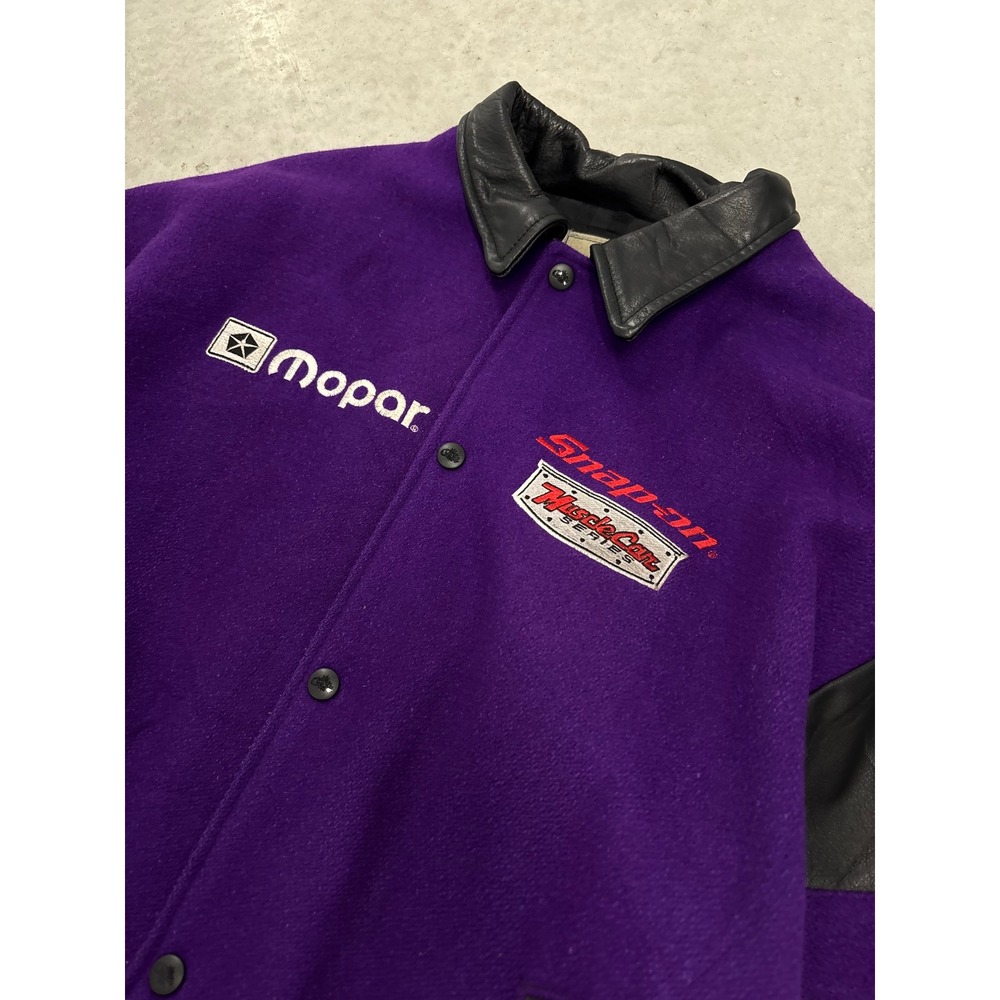 Vintage Choko Snap-on Mopar Muscle Car Series Varsity Jacket Purple Leather L - Picture 3 of 8